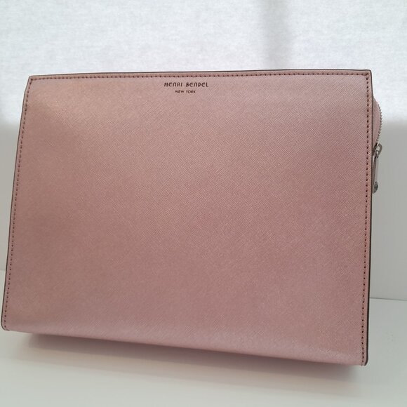 Henri Bendel West 57th Large Cosmetic Clutch Bag Pink NWT - Picture 4 of 11